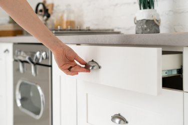 Opening drawer in kitchen