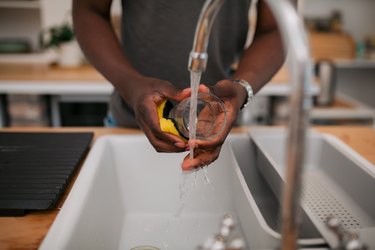 Washing dishes at home