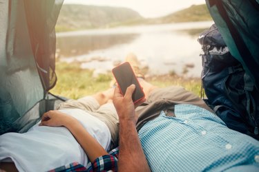 Using a smart phone in a tent