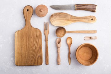 wooden kitchen utensils