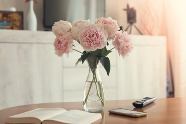 Vase of peonies in the living room