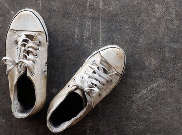 High Angle View Of Shoes On Floor