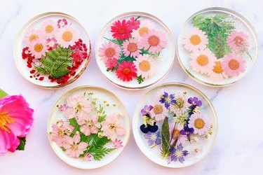 pressed flower coasters