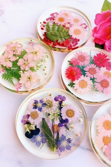 pressed flower coasters