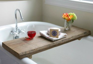 Reclaimed wood bath caddy