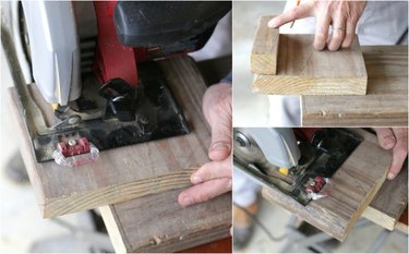 Cutting wooden feet for the bath caddy