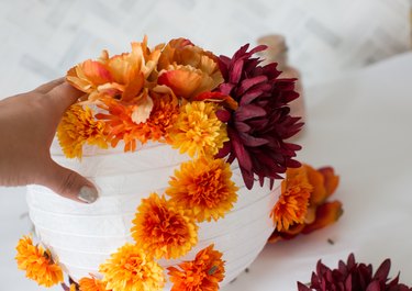 Flowers glued on lantern