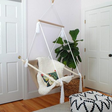 Swinging hammock chair.