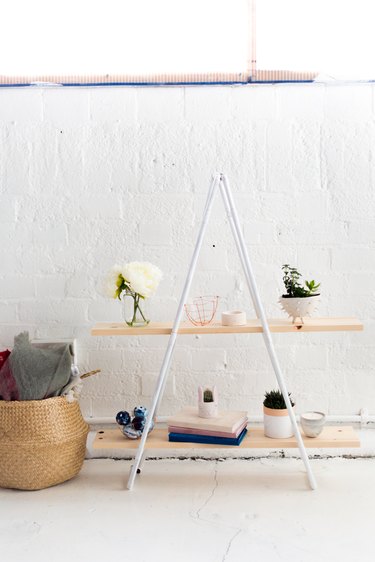 DIY Standing Copper Pipe and Pine Shelf