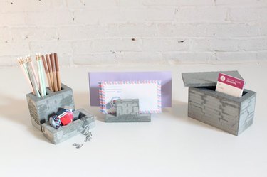 Concrete desk organizers.