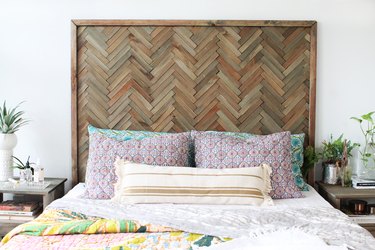 Finished wood headboard