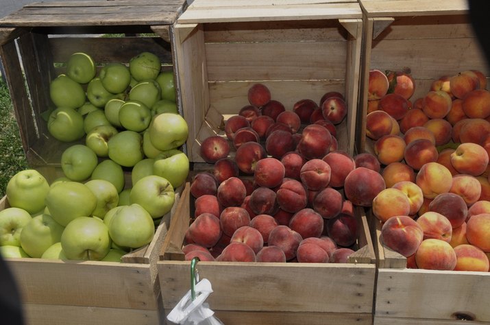 Apples and peaches for sale