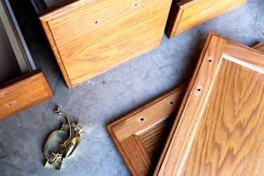 remove handles | How to Paint Oak Bathroom Cabinets