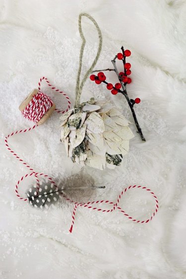 Birch Bark Pine Cone Ornament