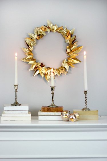 DIY embossed foil leaf wreath