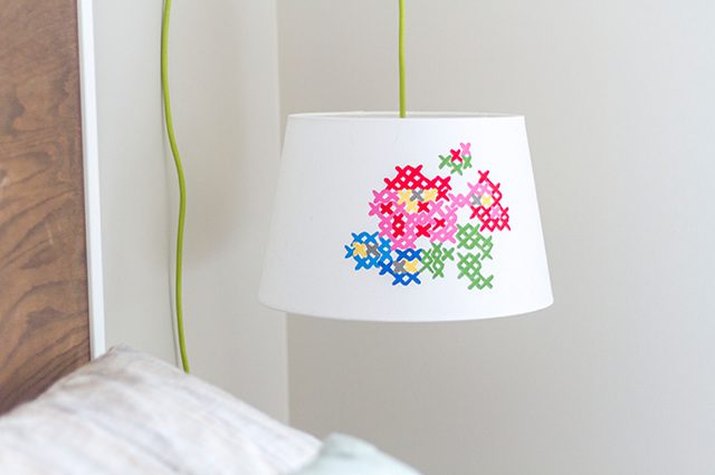 Faux cross-stitch lamp