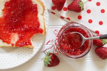 Ruby red and mouth-watering sweet, strawberry jam is a summertime treat!