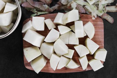 Peel and cut the potatoes