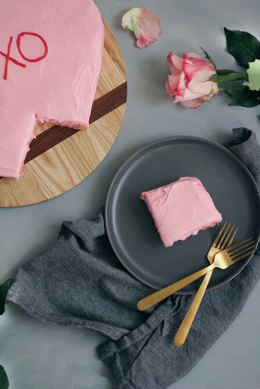 Slice of conversation heart cake