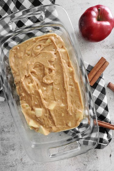 Pour batter into the loaf pan