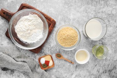 Ingredients for batter and crust mixture