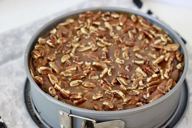 pecan pie cheesecake in pan