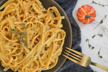 Vegan pumpkin Alfredo pasta