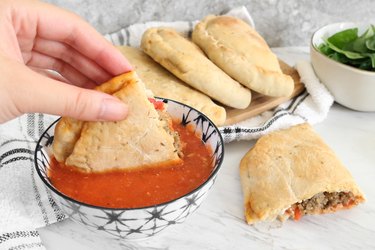 Vegan mini calzones and marinara