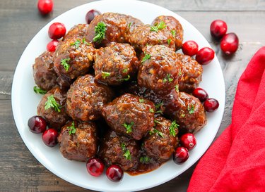 Serve cranberry meatballs warm.