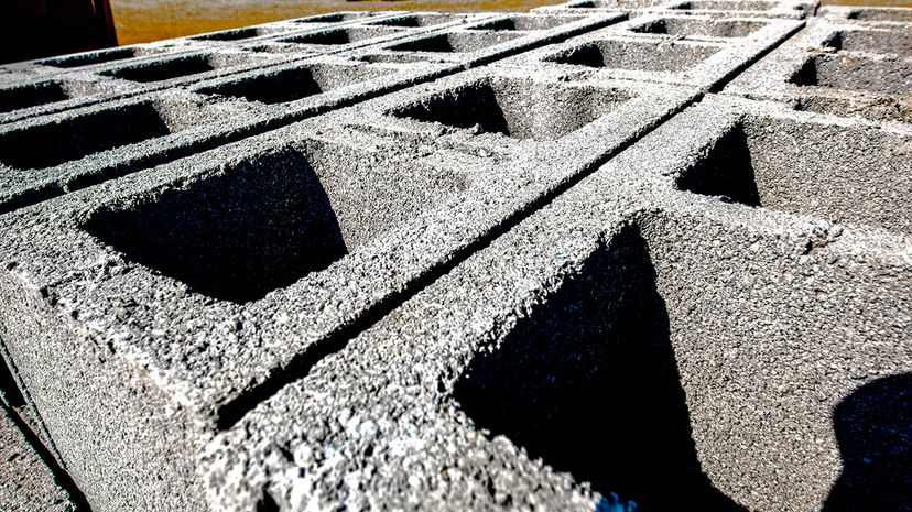 Cinder blocks at construction site