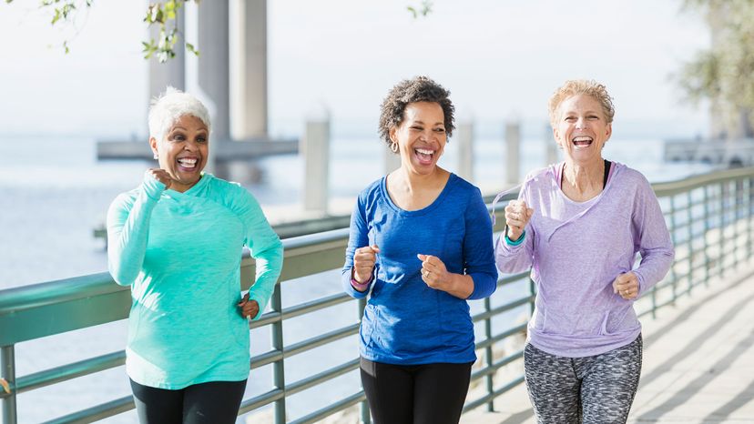 group of senior ladies walking