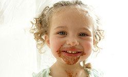 Chocolate on a face is one thing. On a wedding gown, it's another.