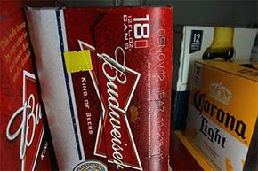 Budweiser proudly displays its 'born-on' date, as seen on this case of beer.