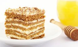 A honey-flavored cake is a sweet and unexpected surprise at a wedding reception.